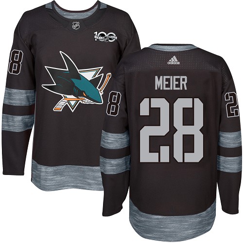 Adidas Sharks #28 Timo Meier Black 1917-2017 100th Anniversary Stitched NHL Jersey