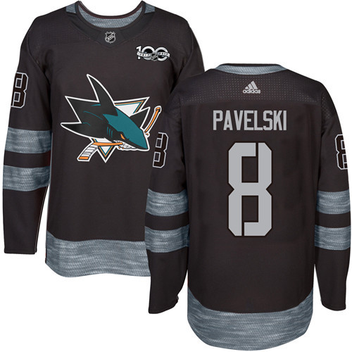 Adidas Sharks #8 Joe Pavelski Black 1917-2017 100th Anniversary Stitched NHL Jersey