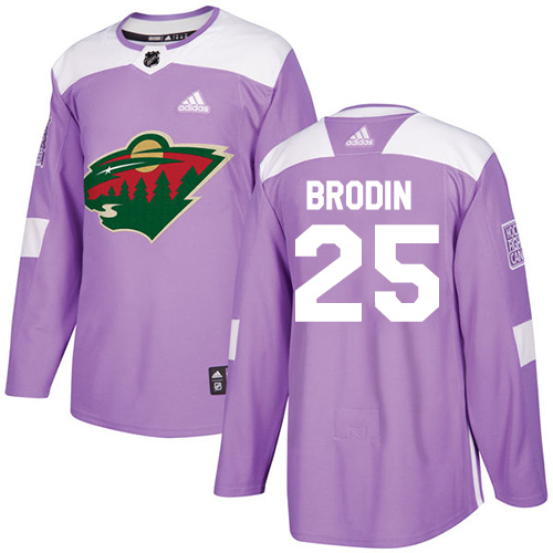 Adidas Wild #25 Jonas Brodin Purple Authentic Fights Cancer Stitched NHL Jersey - Click Image to Close