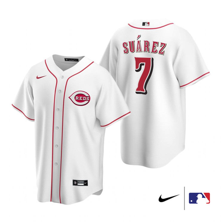 Nike Men #7 Eugenio Suarez Cincinnati Reds Baesball Jerseys Sale-White