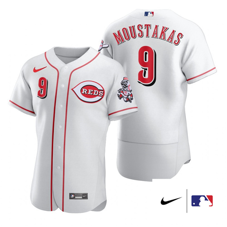 Nike Men #9 Mike Moustakas Cincinnati Reds Authentics Baesball Jerseys Sale-White