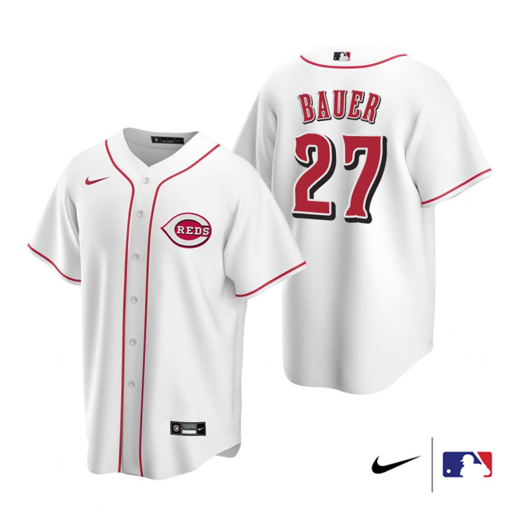 Nike Men #27 Trevor Bauer Cincinnati Reds Baesball Jerseys Sale-White
