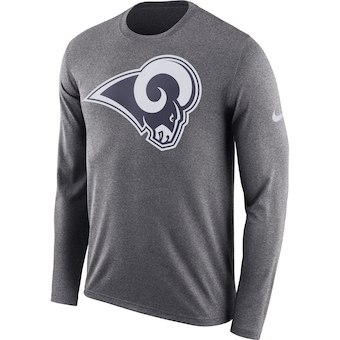 Los Angeles Rams Heathered Charcoal Fan Gear Primary Logo Long Sleeve Performance T-Shirt