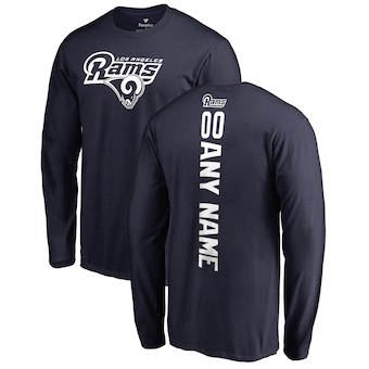 Los Angeles Rams NFL Pro Line Navy 00 Personalized Backer Long Sleeve T-Shirt