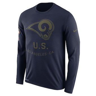 Los Angeles Rams Navy Salute to Service Sideline Legend Performance Long Sleeve T-Shirt