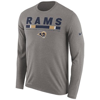 Los Angeles Rams Charcoal Sideline Legend Staff Performance Long Sleeve T-Shirt - Click Image to Close
