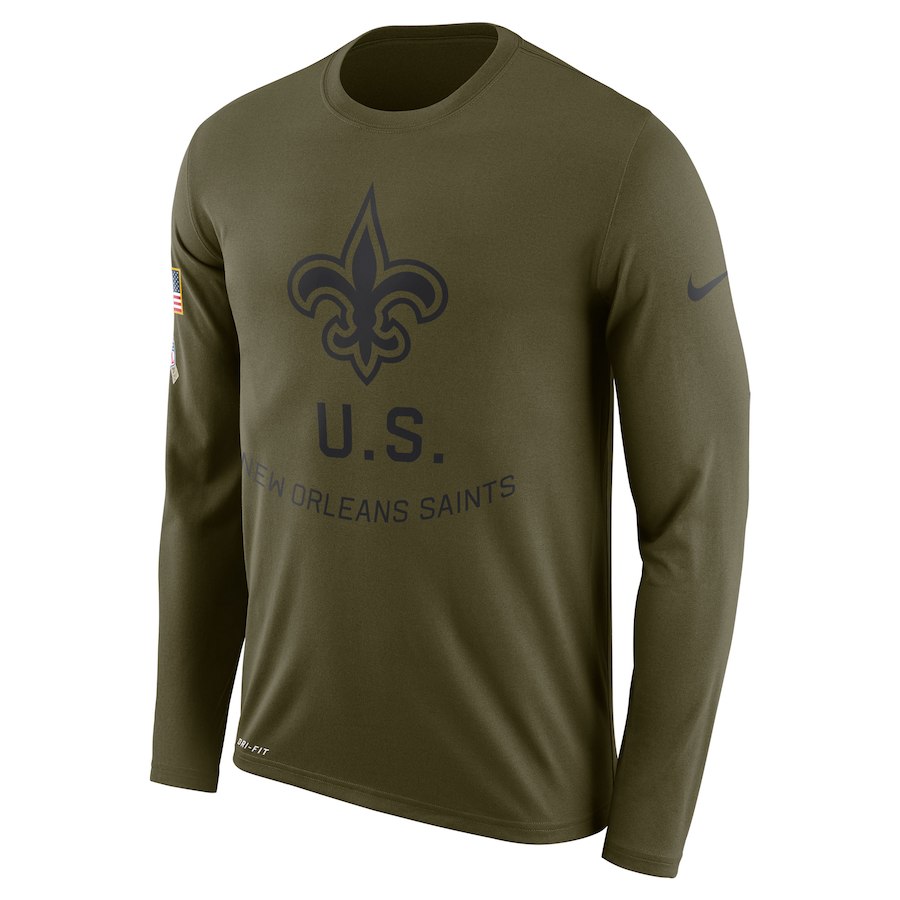 New Orleans Saints Salute To Service Sideline Legend Performance Long Sleeve T-Shirt Olive
