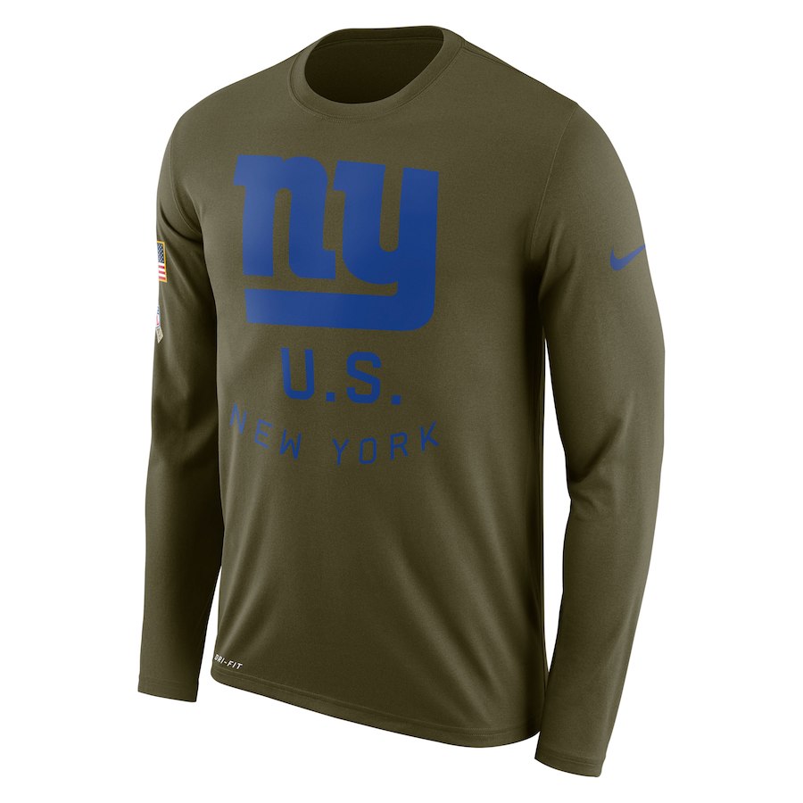 New York Giants Salute To Service Sideline Legend Performance Long Sleeve T-Shirt Olive