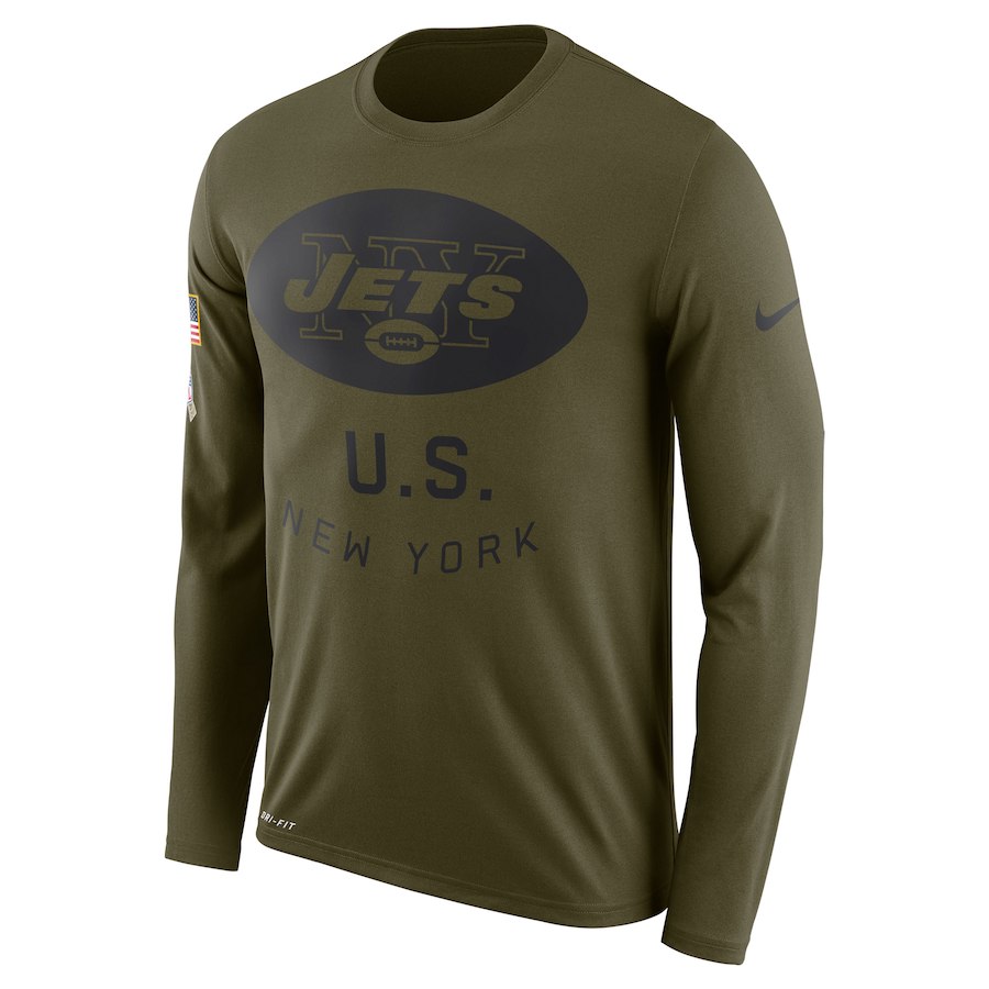 New York Jets Salute To Service Sideline Legend Performance Long Sleeve T-Shirt Olive