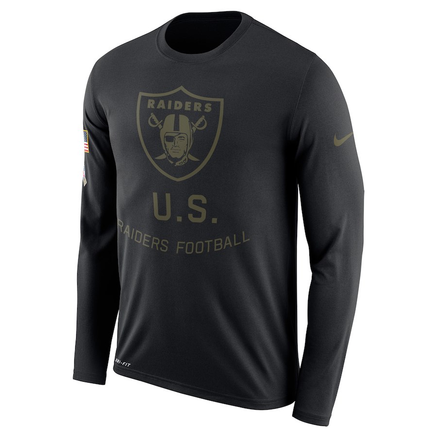 Oakland Raiders Salute To Service Sideline Legend Performance Long Sleeve T-Shirt Black - Click Image to Close