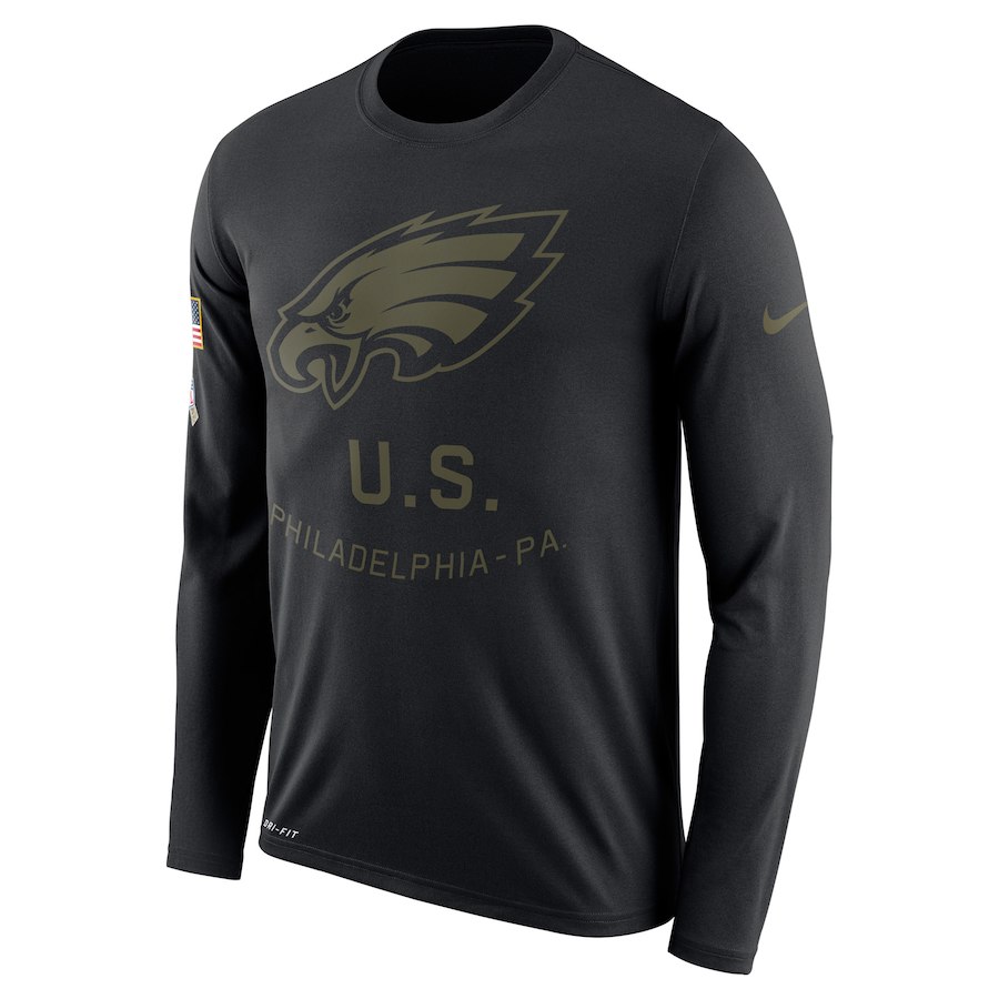 Philadelphia Eagles Salute To Service Sideline Legend Performance Long Sleeve T-Shirt Black