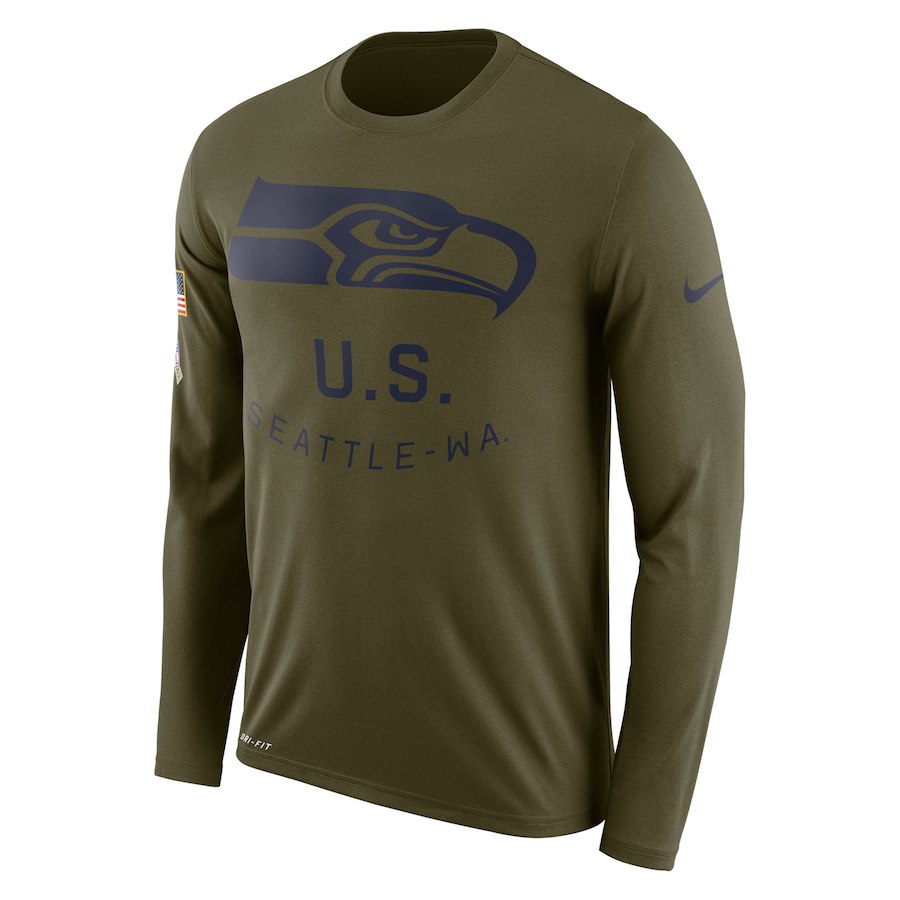 Seattle Seahawks Salute To Service Sideline Legend Performance Long Sleeve T-Shirt Olive