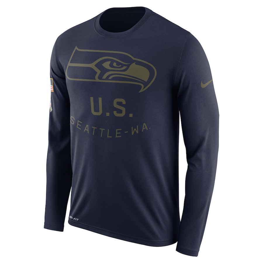 Seattle Seahawks Salute To Service Sideline Legend Performance Long Sleeve T-Shirt Navy