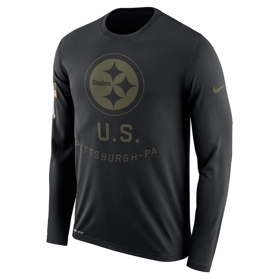 Pittsburgh Steelers Salute To Service Sideline Legend Performance Long Sleeve T-Shirt Black