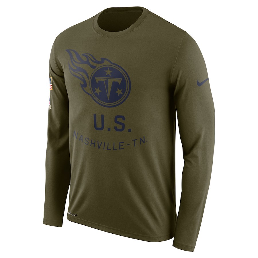 Tennessee Titans Salute To Service Sideline Legend Performance Long Sleeve T-Shirt Olive