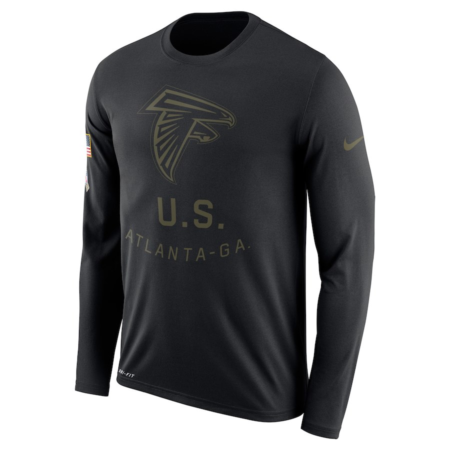 Atlanta Falcons Salute To Service Sideline Legend Performance Long Sleeve T-Shirt Black - Click Image to Close