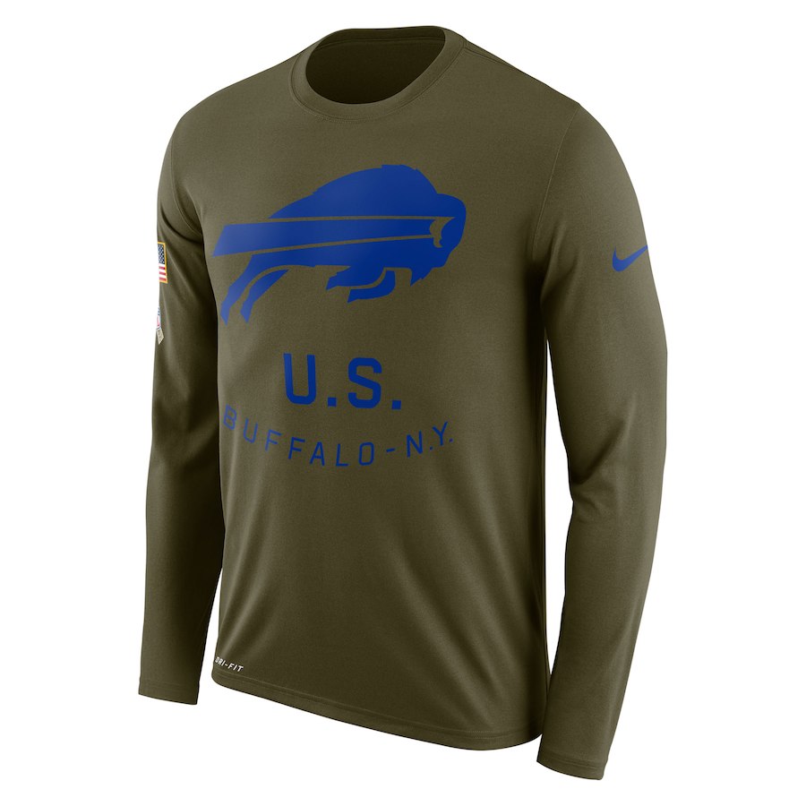 Buffalo Bills Salute To Service Sideline Legend Performance Long Sleeve T-Shirt Olive - Click Image to Close