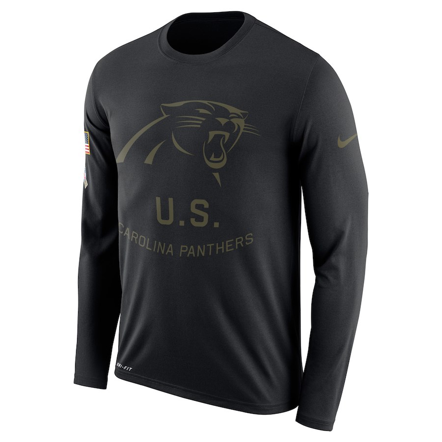 Carolina Panthers Salute To Service Sideline Legend Performance Long Sleeve T-Shirt Black - Click Image to Close