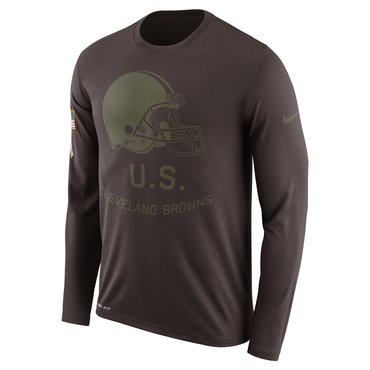 Cleveland Browns Salute To Service Sideline Legend Performance Long Sleeve T-Shirt Brown - Click Image to Close