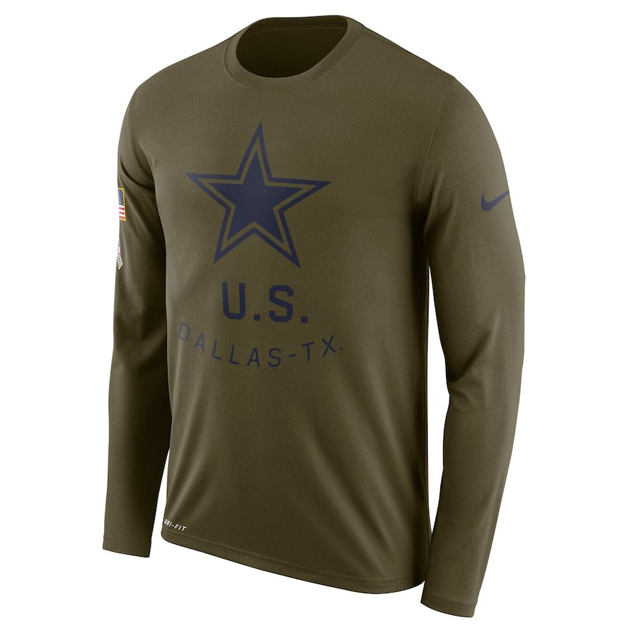 Dallas Cowboys Salute To Service Sideline Legend Performance Long Sleeve T-Shirt Olive
