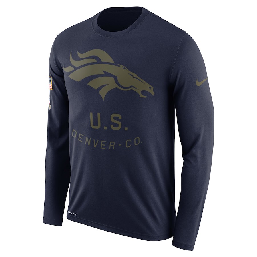 Denver Broncos Salute To Service Sideline Legend Performance Long Sleeve T-Shirt Navy - Click Image to Close