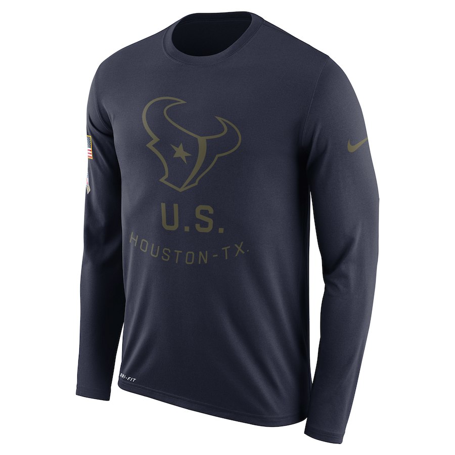 Houston Texans Salute To Service Sideline Legend Performance Long Sleeve T-Shirt Navy