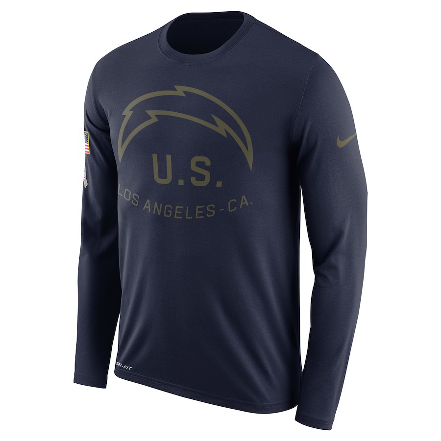 Los Angeles Chargers Salute To Service Sideline Legend Performance Long Sleeve T-Shirt Navy - Click Image to Close
