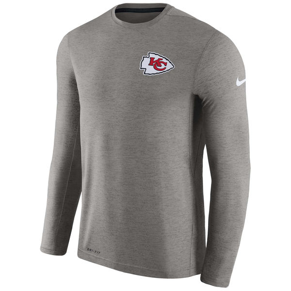 Kansas City Chiefs Charcoal Coaches Long Sleeve Performance T-Shirt - Click Image to Close