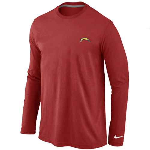 San Diego Chargers Logo Long Sleeve T-Shirt Red - Click Image to Close