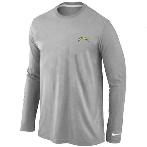 San Diego Chargers Logo Long Sleeve T-Shirt Grey - Click Image to Close