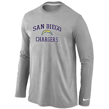 San Diego Chargers Heart & Soul Long Sleeve T-Shirt Grey