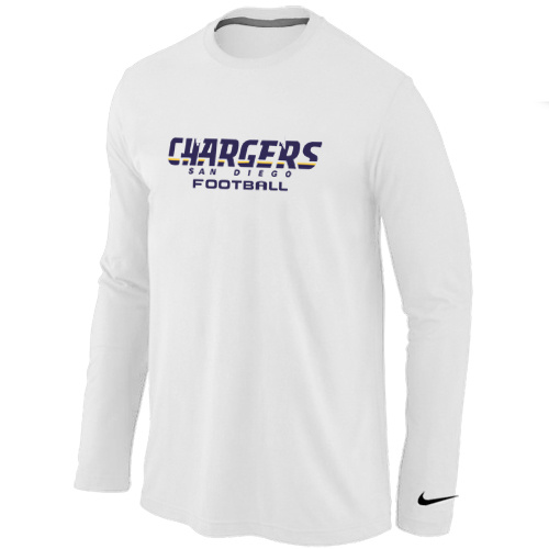 San Diego Chargers Authentic font Long Sleeve T-Shirt White