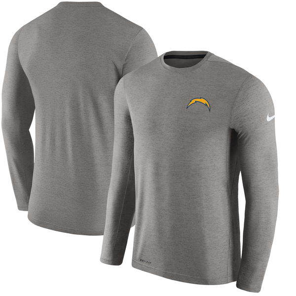 Los Angeles Chargers Charcoal Coaches Long Sleeve Performance T-Shirt - Click Image to Close