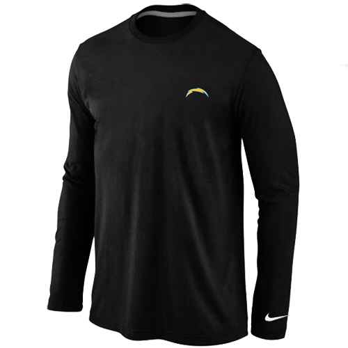 San Diego Chargers Logo Long Sleeve T-Shirt Black - Click Image to Close