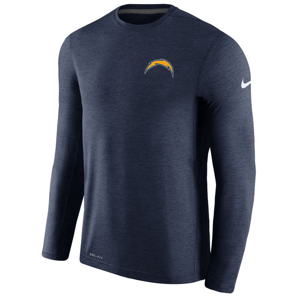 Los Angeles Chargers Navy Coaches Long Sleeve Performance T-Shirt - Click Image to Close