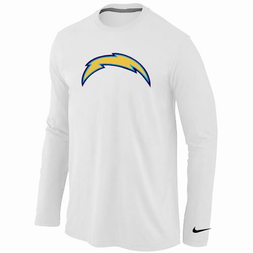 San Diego Chargers Logo Long Sleeve T-Shirt WHITE - Click Image to Close