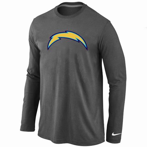 San Diego Chargers Logo Long Sleeve T-Shirt D.Grey - Click Image to Close