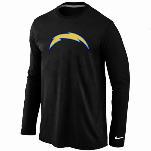 San Diego Chargers Logo Long Sleeve T-Shirt black - Click Image to Close