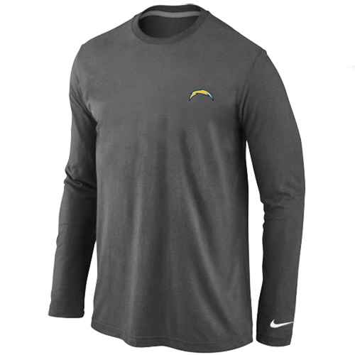 San Diego Chargers Logo Long Sleeve T-Shirt D.Grey - Click Image to Close
