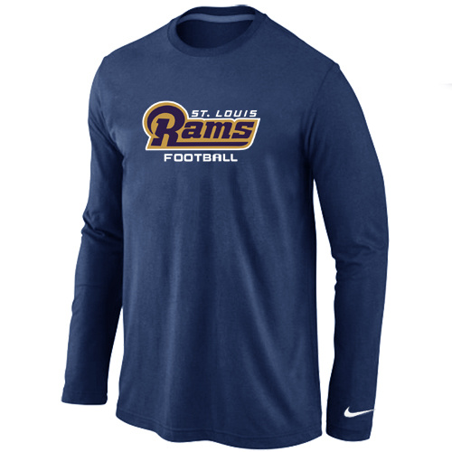 St.Louis Rams Authentic font Long Sleeve T-Shirt D.Blue - Click Image to Close