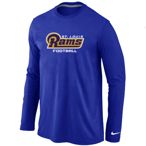 St.Louis Rams Authentic font Long Sleeve T-Shirt blue - Click Image to Close