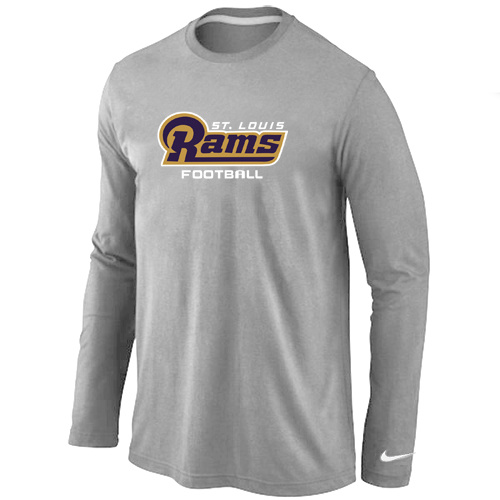 St.Louis Rams Authentic font Long Sleeve T-Shirt Grey