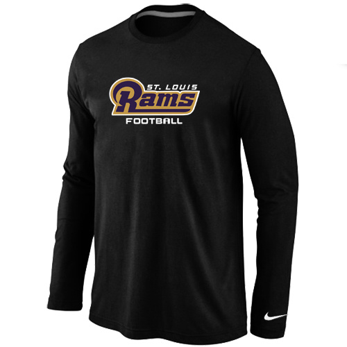 St.Louis Rams Authentic font Long Sleeve T-Shirt Black