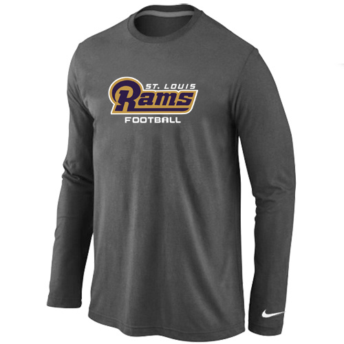 St.Louis Rams Authentic font Long Sleeve T-Shirt D.Grey - Click Image to Close