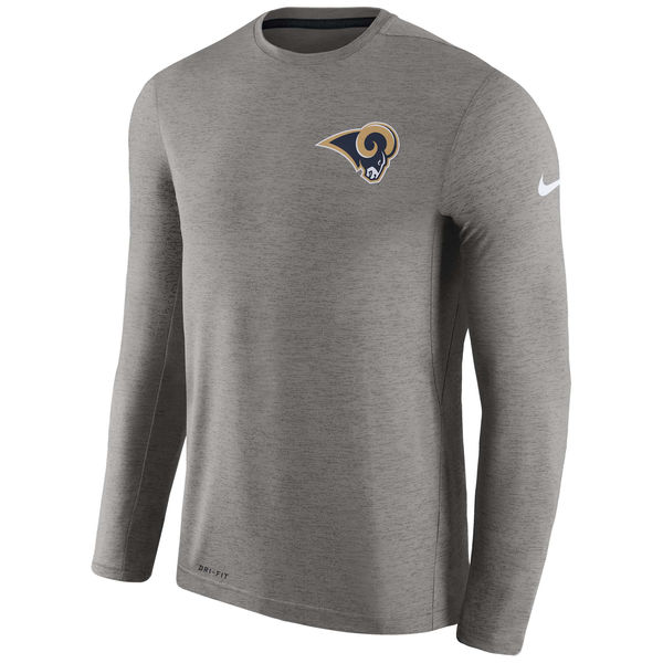 Los Angeles Rams Charcoal Coaches Long Sleeve Performance T-Shirt - Click Image to Close