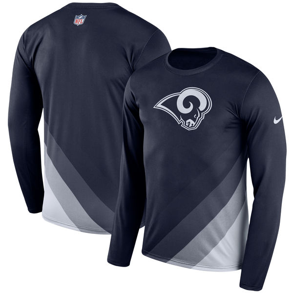 Los Angeles Rams Navy Sideline Legend Prism Performance Long Sleeve T-Shirt - Click Image to Close