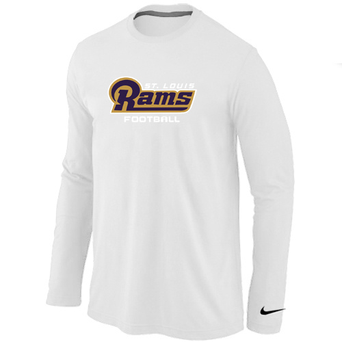 St.Louis Rams Authentic font Long Sleeve T-Shirt White