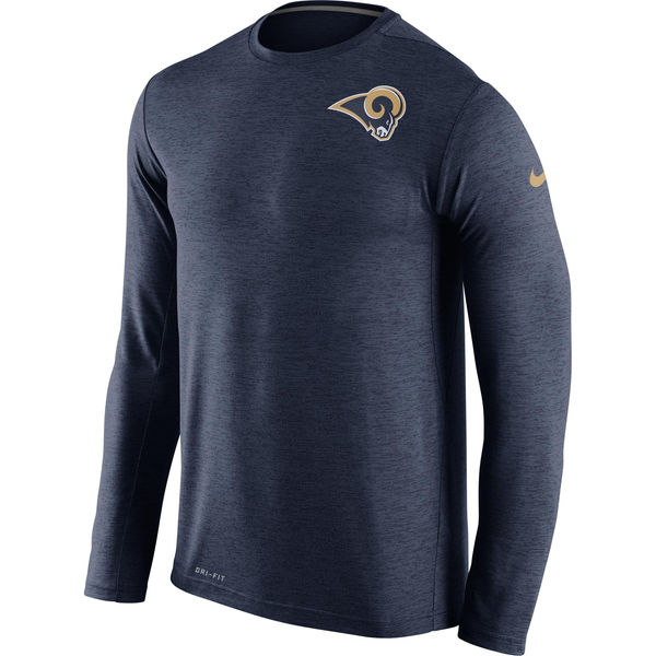 Los Angeles Rams Navy Dri FIT Touch Long Sleeve Performance T-Shirt - Click Image to Close
