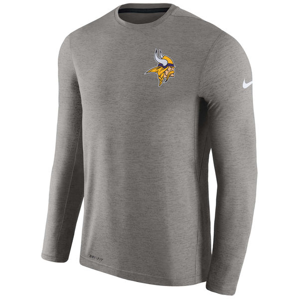 Minnesota Vikings Charcoal Coaches Long Sleeve Performance T-Shirt