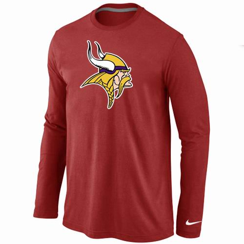 Minnesota Vikings Logo Long Sleeve T-Shirt RED - Click Image to Close